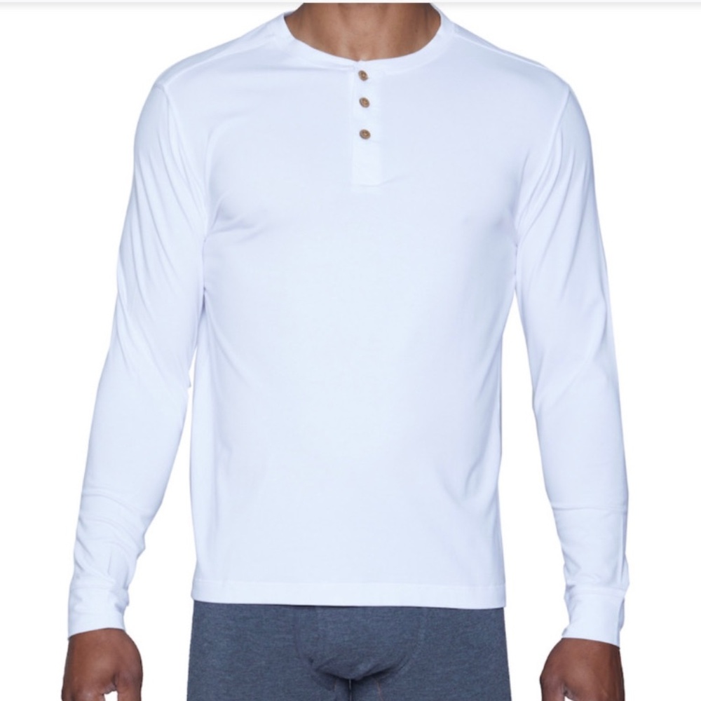 New In Box- Wood Brand- Size XXL 50"-52"- White Long Sleeve Henley TShirt